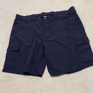 Lands’ End mens cargo shorts, 3XL, 50-52 waist, dark blue, 100% Nylon, 6 pockets